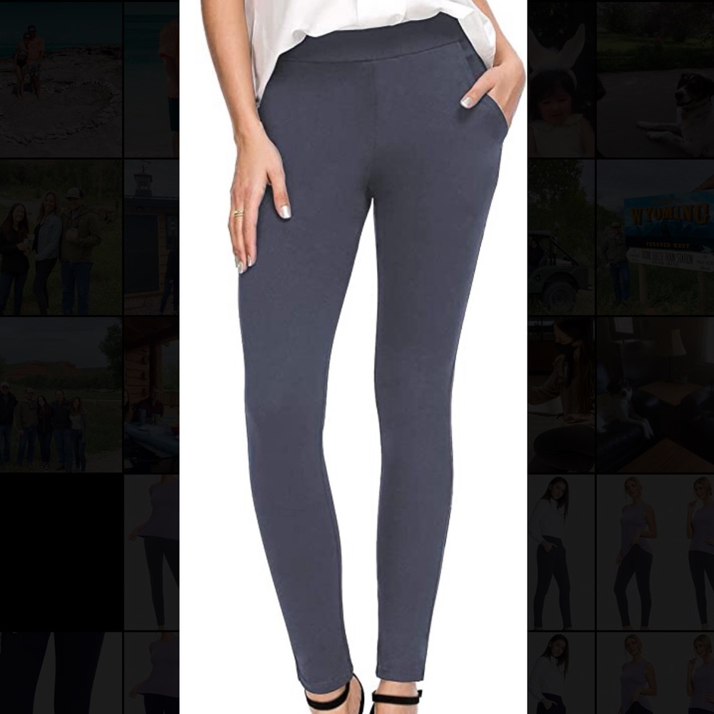 GREY Stretch Yoga Dress Pants w Tummy Control